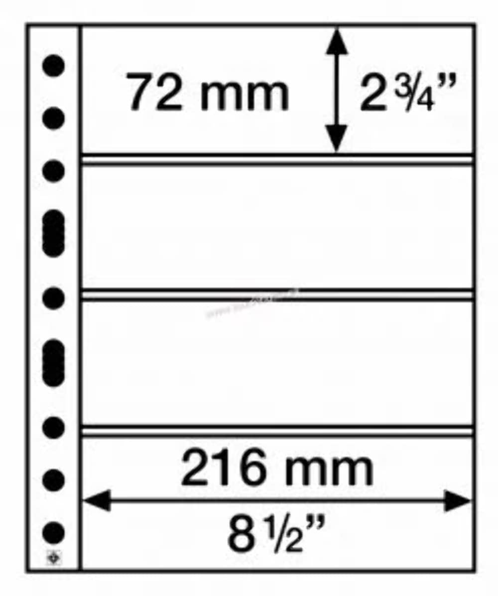 Leuchtturm 358075 przezroczyste koszulki z tworzywa sztucznego SH 312, 4 poprzeczne kieszenie na banknoty i banknoty kolekcjonerskie - opakowanie 50 sztuk z polipropylenu