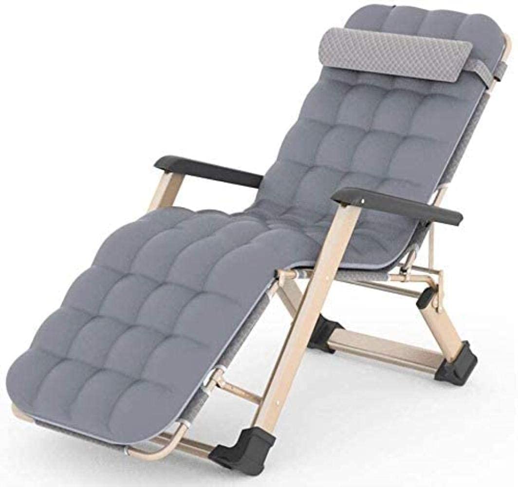 Chaise longue Chaise longue Loisirs avec oreillers inclinable Jardin Balcon inclinable avec coussin en coton épais Portable Zero Gravity Lit pliant Pont Double Oxford Tissu Lounger (Couleur : Bleu)