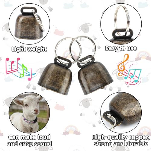 Image of 5 Pack Goat Collars with Bells, Adjustable Nylon Collar Set pet and Horse Sheep Grazing Copper Bells Pet Anti-Lost Loud Bronze Bell for Small Farm Animal Sheep Goat Cow Accessories(Floral)