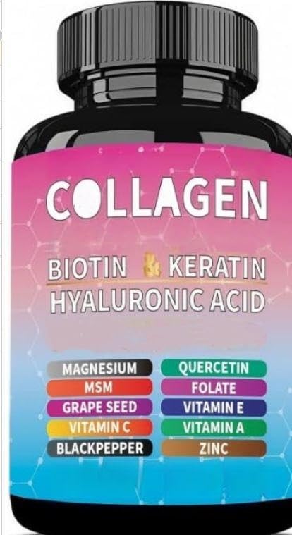 Collagène cheveux peau ongles complément biotine kératine pour la pousse et la force