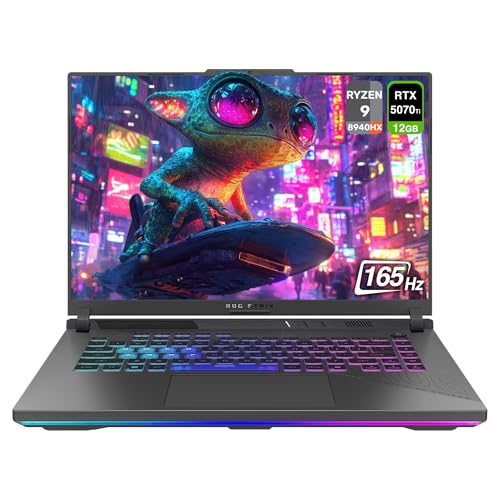 Image of ASUS ROG Strix G16 Gaming Laptop, AMD Ryzen 9-8940HX, 64 GB DDR5 RAM, 4 TB PCIe SSD, 16 inch WUXGA (1920x1200) 165Hz Display, Nvidia G-Force RTX 5070Ti, 4-Zone RGB Backlit Keyboard, W11 Home, Eclipse Grey