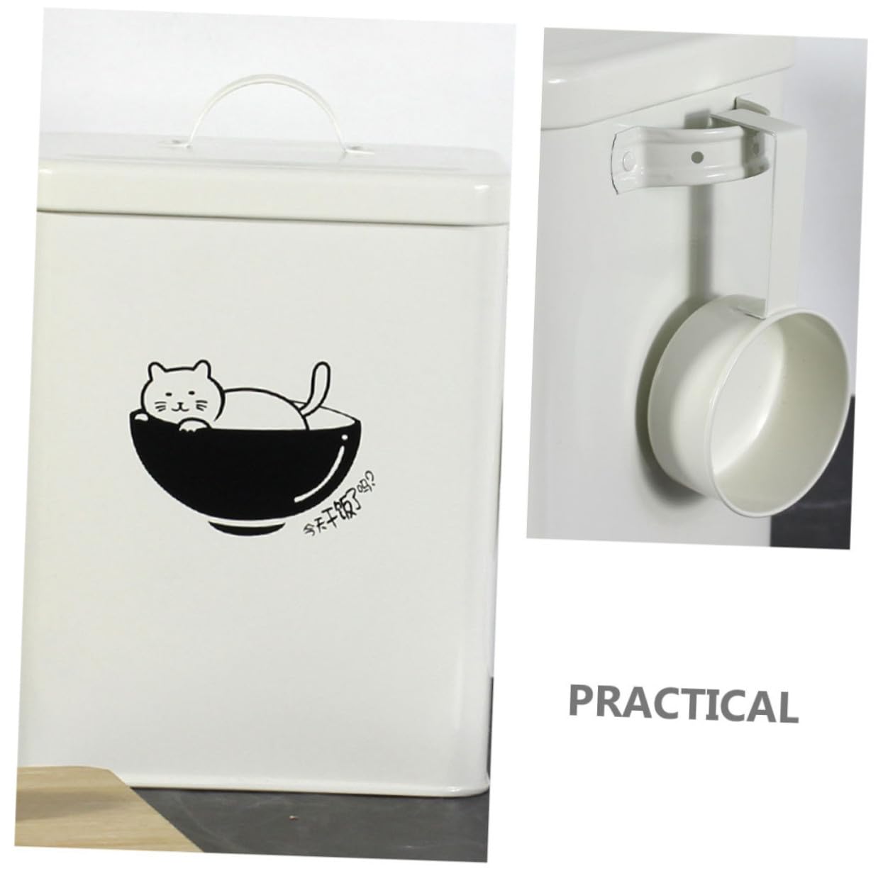 Contenedor de Alimentos para Mascotas de Hierro Blanco, Hermético y Fácil de Limpiar, Que Previene la Humedad para Almacenar Pienso de Perros y Gatos