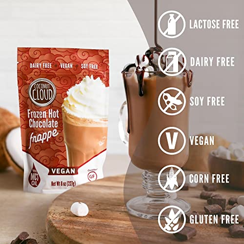 Image of Coconut Cloud Frozen Hot Chocolate | Blended Instant Frappe Iced Cocoa | Add Nut Milk, Ice & Enjoy | Easy, Creamy, Delicious, Tasty Barista Quality. (Vegan, Dairy-Free, Plant Based, Certified Gluten-Free, Women Owned, US Made), 6 Servings