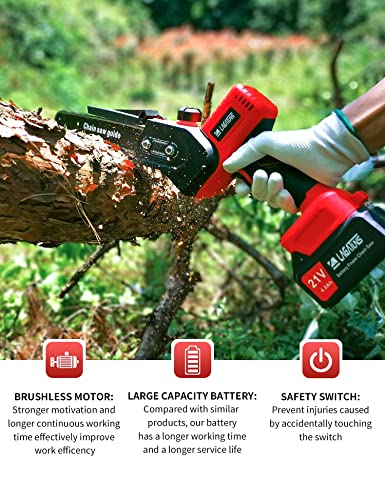 Battery Powered Chainsaw,4Inch And 7Inch Two Guides, Brushless Motor,21V 4.0Ah Battery&Charger,Electric Chainsaw For Tree Branch Wood Cutting #TOP7