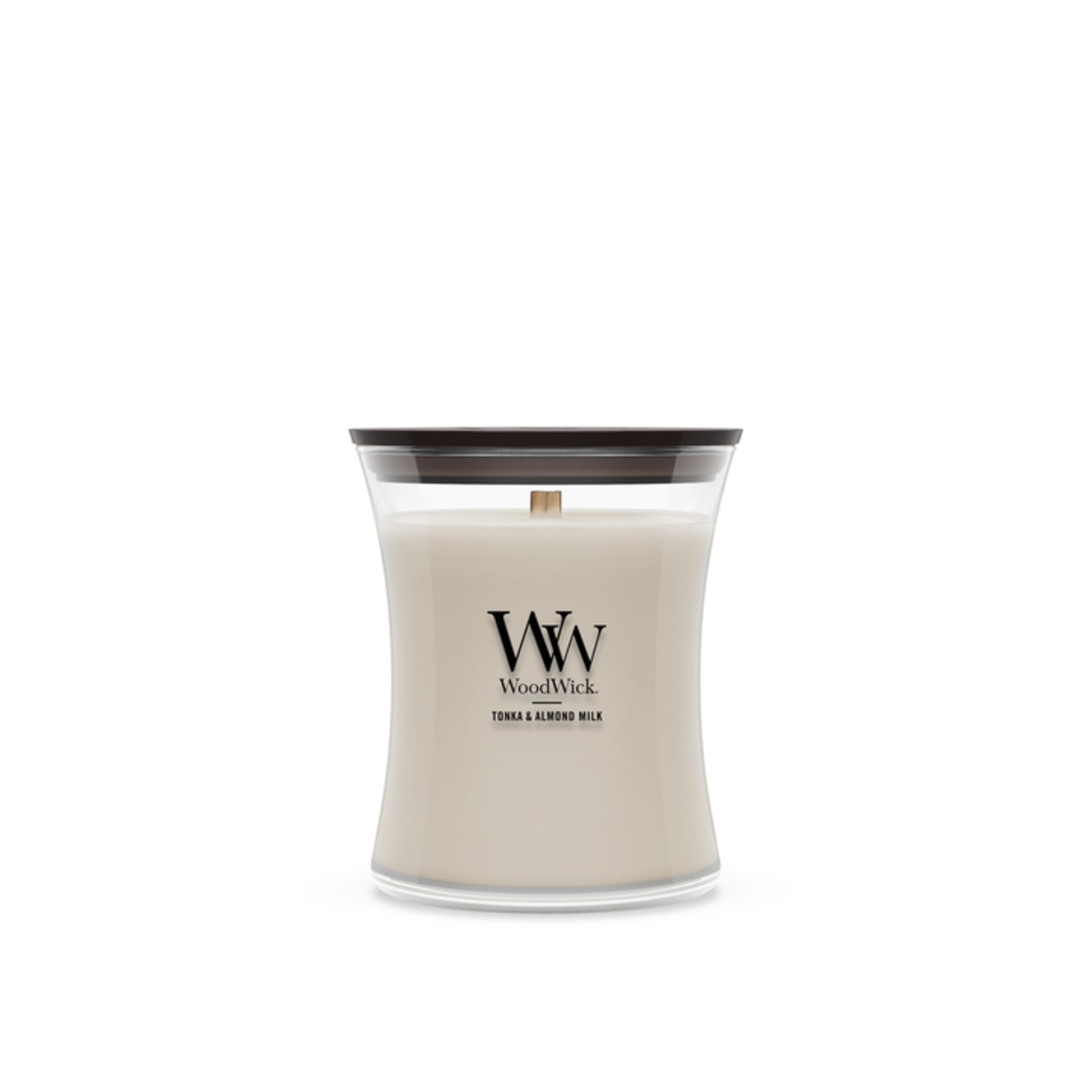 WoodWick Tonka &amp; Almond Milk Scented Candle, Crackling Wick, 9.7oz