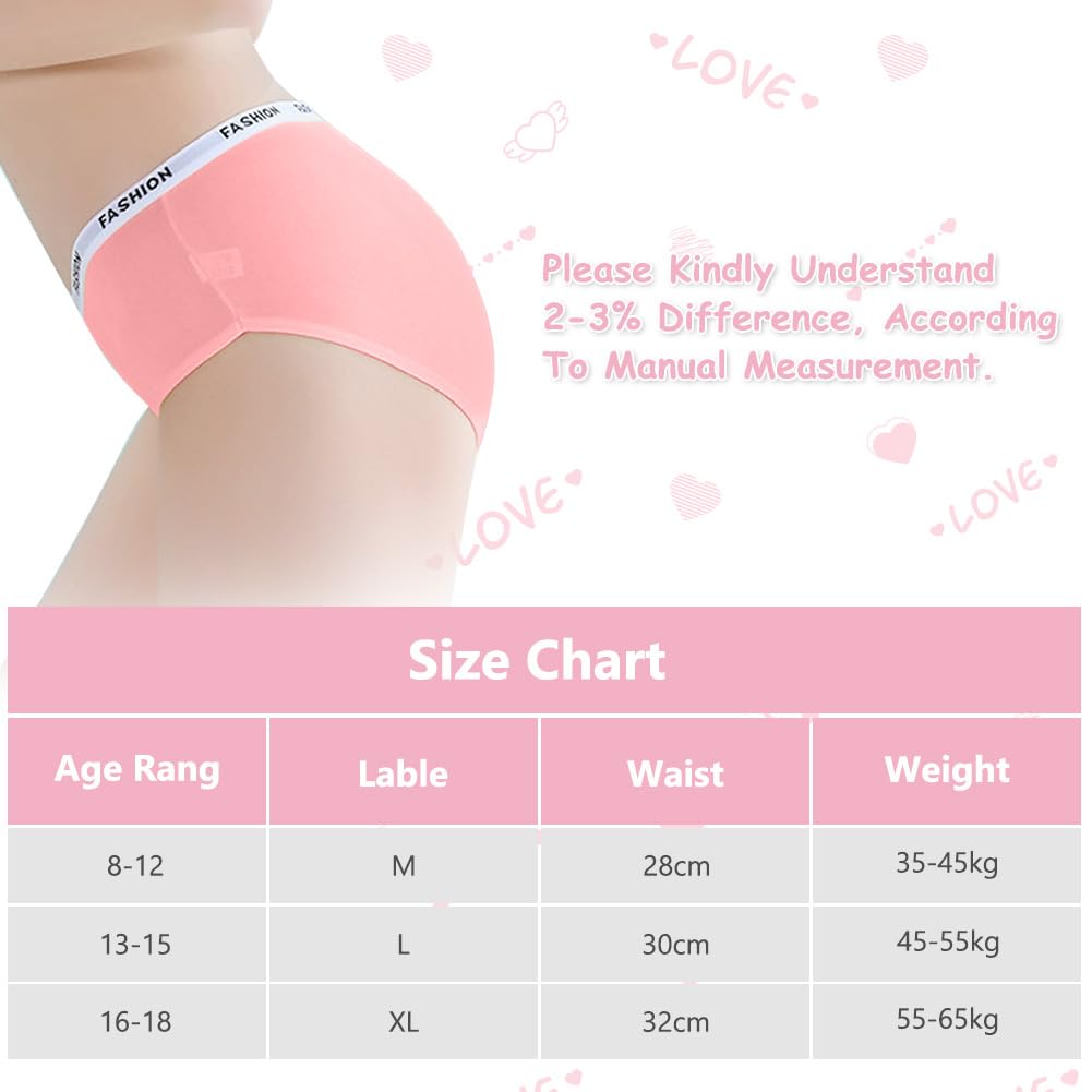 8 Pack Teen Girls Knickers, Soft Briefs Cotton Seamless Underwear, Underpants Essential Elastic Panties, Plain Knicker for Age 8-18 Girls and Women — view 5