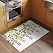 Xibuciein Spring Summer Flowers Felt Area Rug with Dotted Non-Slip Backing, Vintage Watercolor Yellow Floral Grey Leaf Plant Natural Floor Mat for Living Room Bedroom Office, 60x90cm, Rectangle