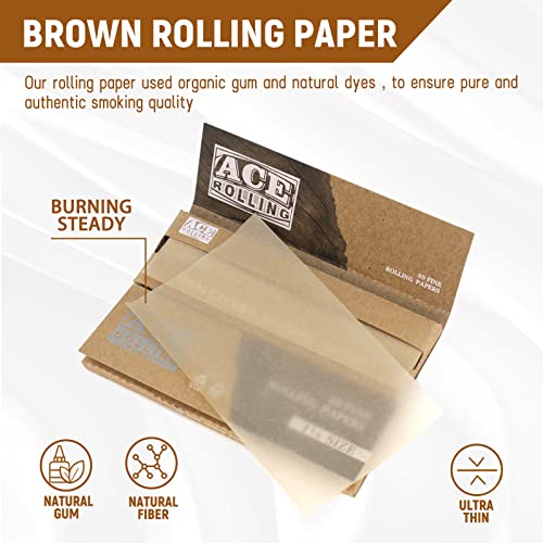 Ace Rolling Papers, 1 1/4 Cigarette Rolling Papers Unbleached Rolling Papers - 78 Mm 50 Booklets With 40 Papers Per Booklet (Unbleached) #TOP2