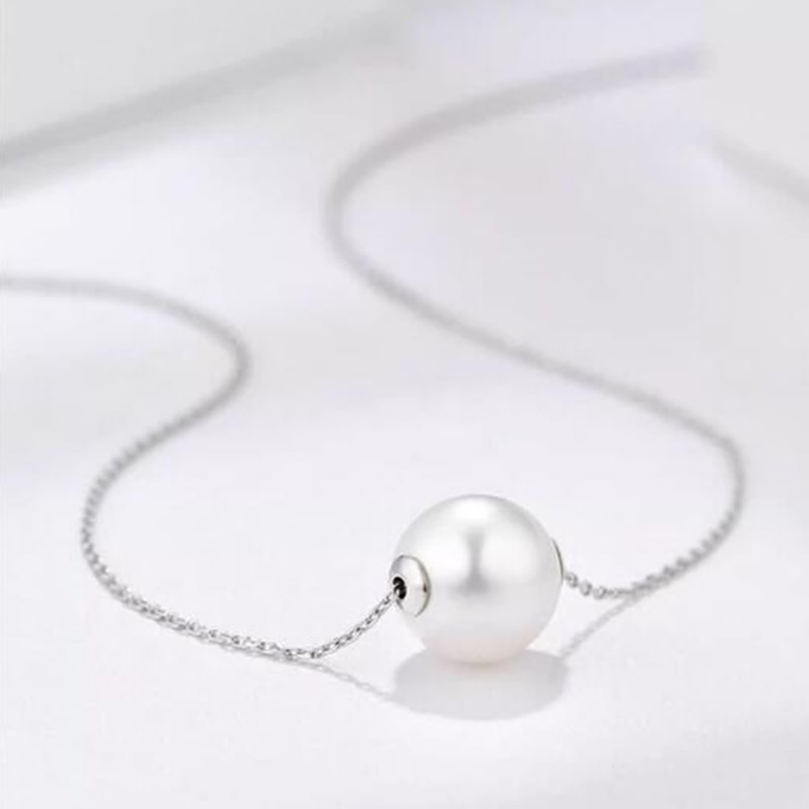 Naszyjniki dla kobiet, modna biżuteria, łańcuszek na szyję, długi, elegancki 8,5 mm, perła, białe złoto, prezent na 18 urodziny dziewczynki