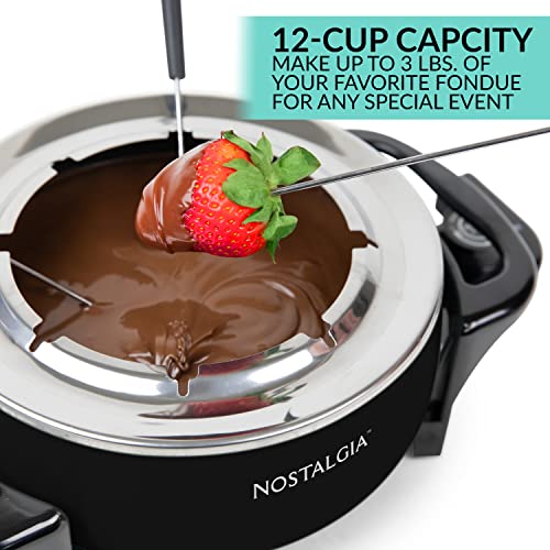 image for Nostalgia 12-Cup Electric Fondue Pot Set for Cheese & Chocolate-8 Colo
