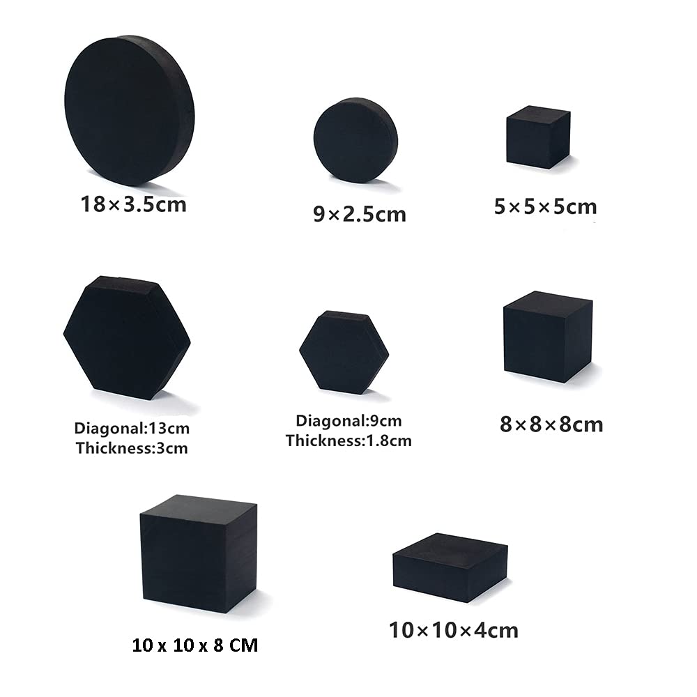 GISELA D 8 in 1 Foam Photography Prop Set for Product Display, Accessories, Jewellery, Cosmetics, Model, Perfumein and Trinkets on Perfect of Showing (Black)