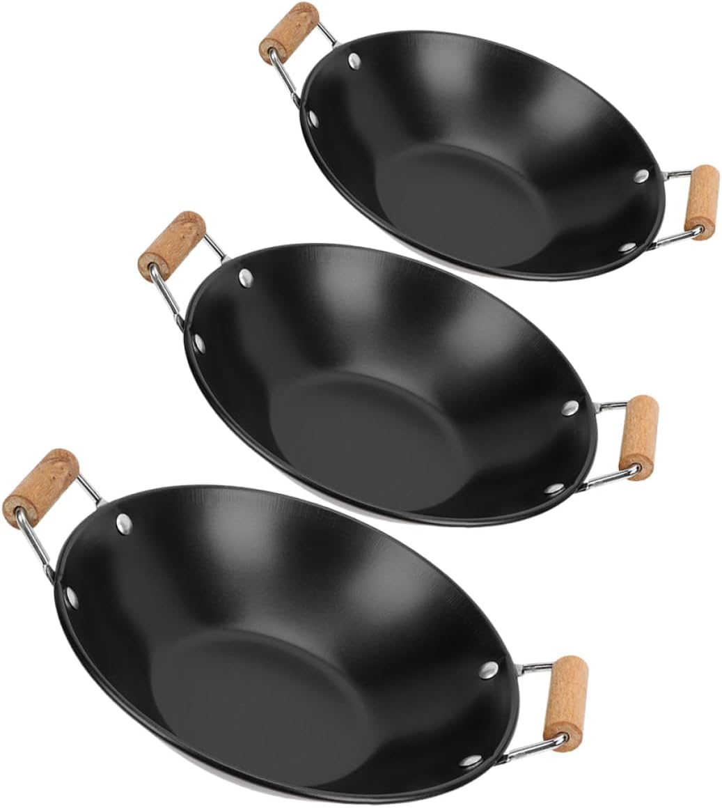 3pcs Cooking Pot Lids for Small Hot Pot Wooden Tripod Thickened Double Handles