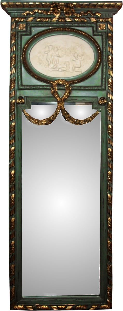 Casa Padrino Specchiera Rococò Oro L 59 x H 161 cm in Antico Verde/Oro - Specchio Barocco Nobile e Magnifico