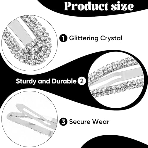 4 piezas pinzas para el cabello con cristales de gota de agua, metal plateado, para bodas y fiestas, 2.36 pulgadas miniatura 3