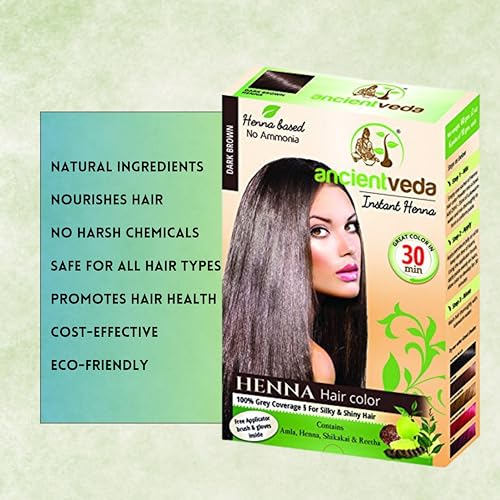 Ancient Veda Henna para Cabello 60 g Marrón Oscuro miniatura 4