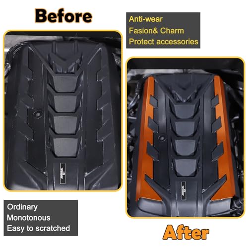 Image of CHEAYAR Engine Bay Panel Cover Compatible with Chevrolet Corvette C8 2020-2023, Engine Shroud Cover Panel Trims, C8 Accessories 2PCS (Engine Bay Trim - Orange Color)