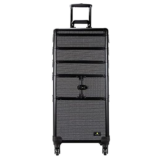 Maleta Maquiagem Profissional Alumínio Abs 4 em 1 Pelegrin Pel-m1026 Preta Cristal