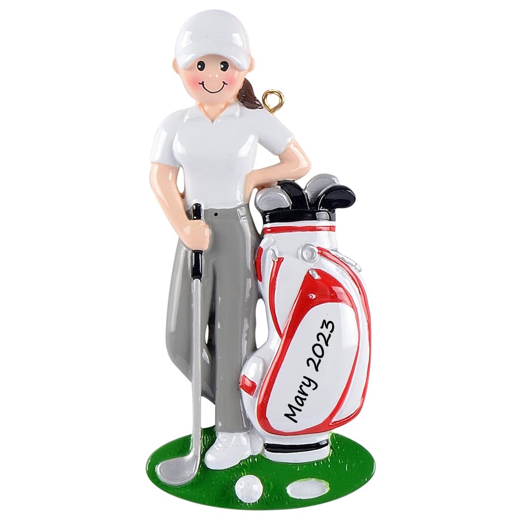 MAXORAPersonalized Golfer Girl with Golf Bag Christmas Ornament 2024 Cool Golf Keepsake Gifts for Golf Lovers