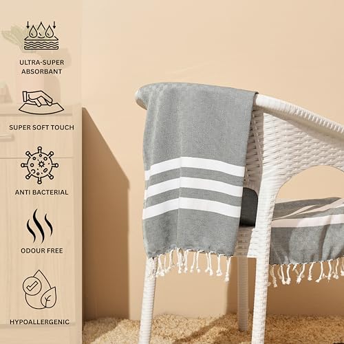 Image of Bamboo Cotton Bath Towels | Ultra Soft Quick Dry Towels for Men & Women | Large Size 75x150 cm | Lightweight Towel Set (Pack of 1, Green)