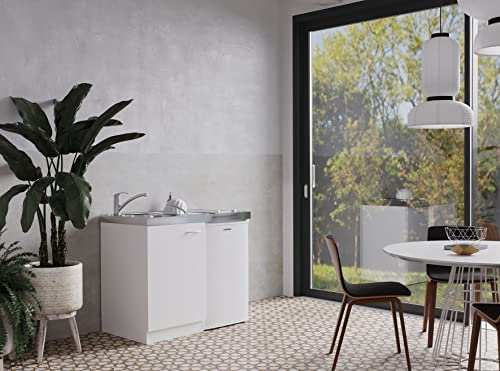 Respekta Küchenzeile Levin MK100WCSV Weiß 100 cm Breite mit Elektrogeräten