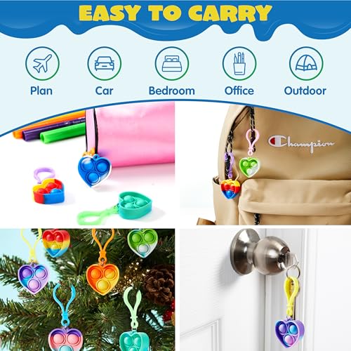 Image of JOYIN Heart Pop Fidget Keychain 30 Pack Pop Fidget Toys Bulk Party Favors for Kids 4-8,8-12 Years, Birthday Goodie Bags Stuffers Back to School Gifts for Students Classroom Prizes Sensory Toys