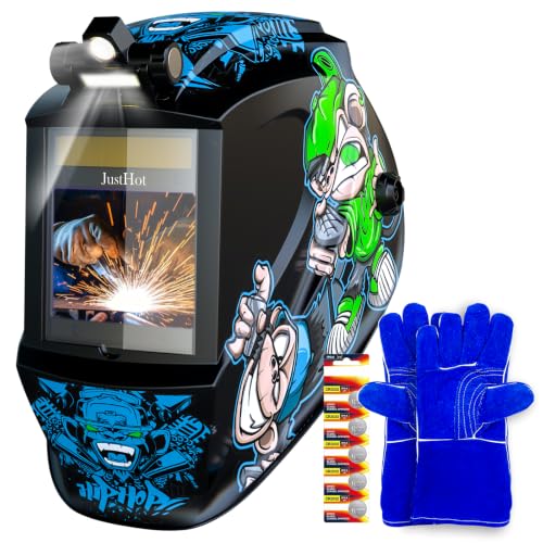 Image of Large Viewing Welding Helmet Auto Darkening Welding Hood with Light