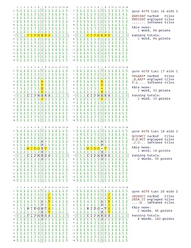 Fifty Scrabble Box Scores Games 4051-4100