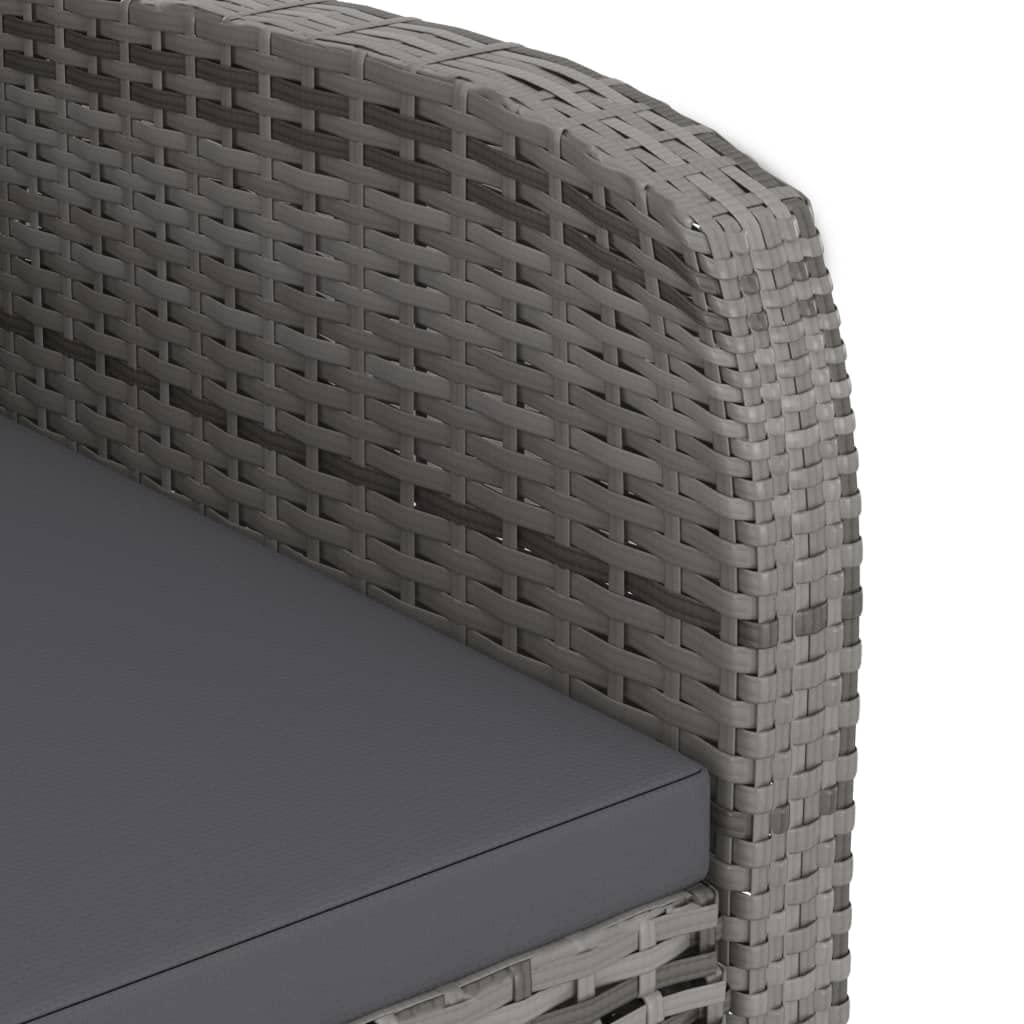 vidaXL Gartenmöbel 7-TLG. mit Auflagen Sitzgruppe Gartengarnitur Sitzgarnitur Gartenset Tisch Stühle Gartentisch Gartensessel Poly Rattan Grau