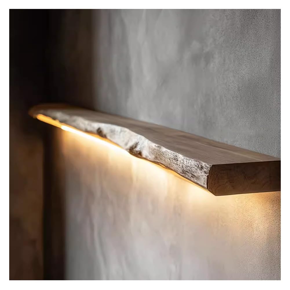 Estantes flotantes de madera con luz LED, estante de pared 3cm de grosor