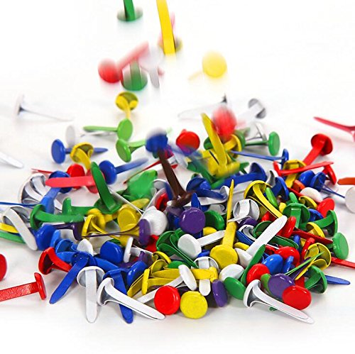 EBTOYS 200pcs Paper Fasteners Brass Fasteners Scrapbooking Brads Metal Brads with Storage Box for Crafts Making DIY (Colorful)