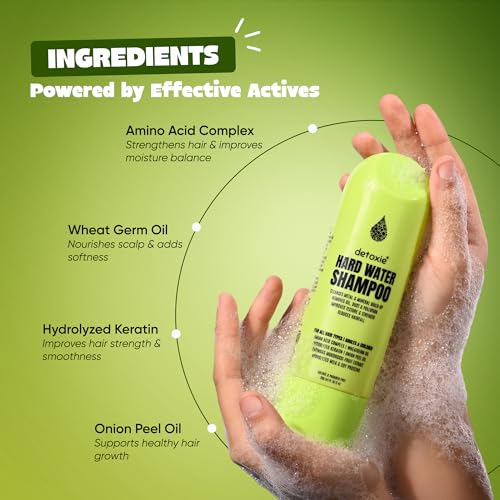 Image of Detoxie Hard Water Shampoo 200 ml | Adults & Children | Cleanses Metal, Mineral & Pollution Build-up | Reduces Hairfall | All Hair Types | Amino Acid Complex, Wheatgerm Oil, Keratin & Soy Protein