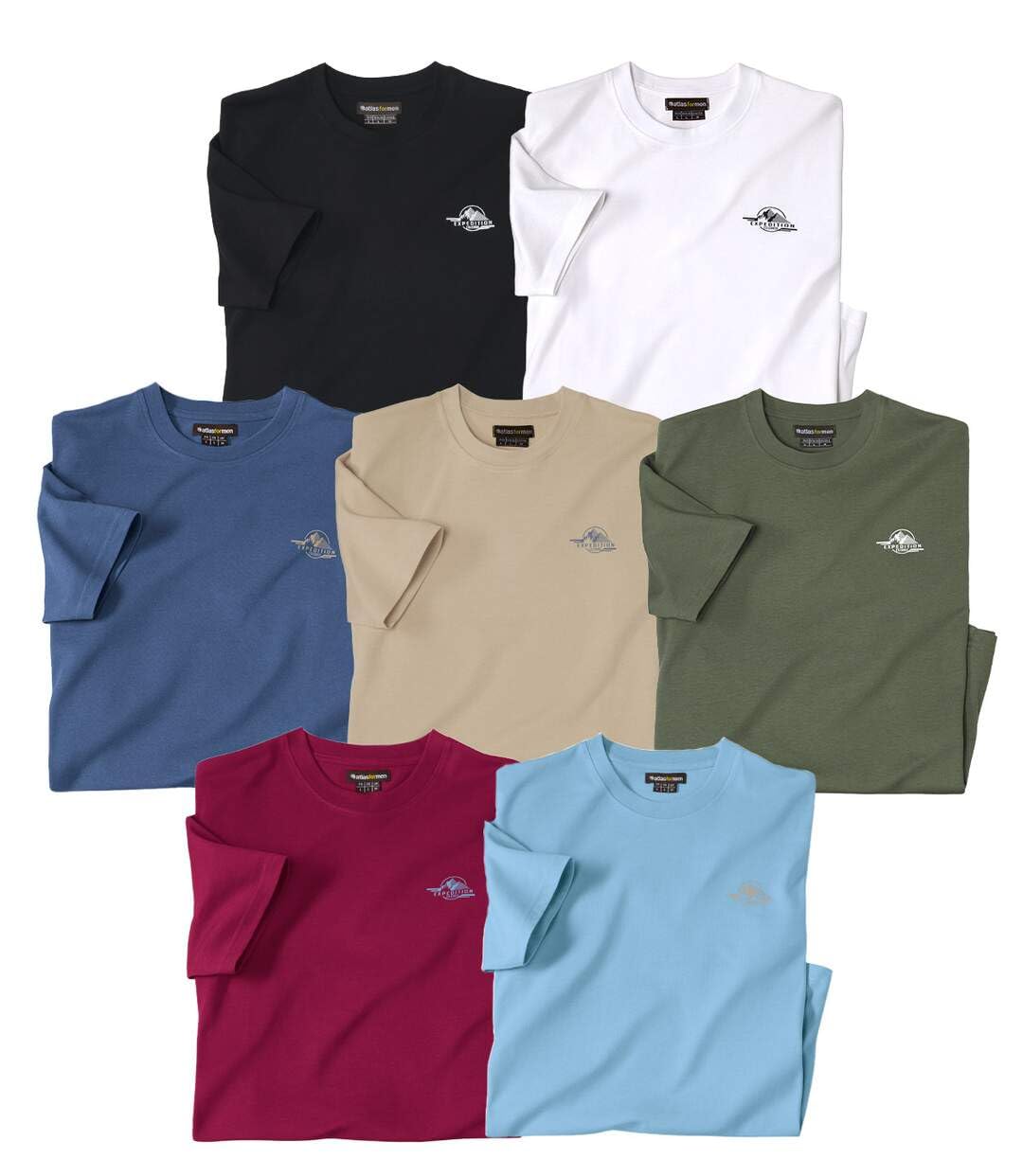 ATLAS FOR MEN - Pack of 7 Men's Cotton T-Shirts - XXL