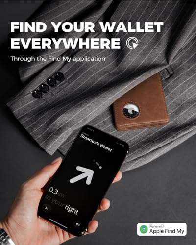 Image of LORZOR Mens Wallet with AirTag Holder, Bifold Full Grain Leather AirTag Wallet for Men, RFID Blocking, ID Window, Gift for Men, up to 12 Cards, AirTag Not Included