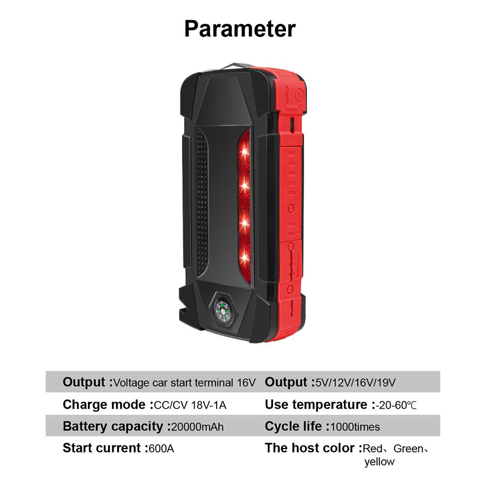 Avviatori Batteria Auto 22000MAh Caricabatterie 2000A 12V Avviamento di Emergenza Portatile in Uscita Accumulatore di Energia Dispositivo di Avviamento del Ripetitore per Auto Impermeabile