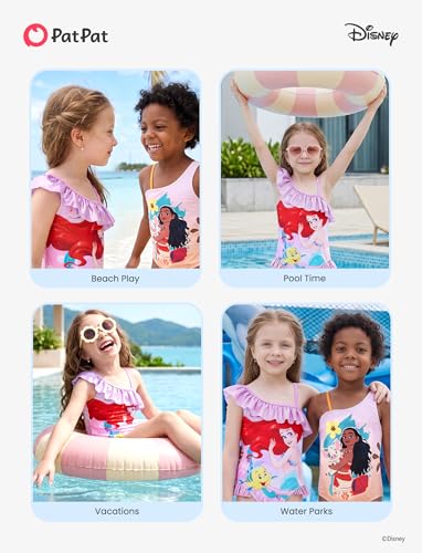 Image of Disney Stitch Frozen Marvel Minnie Mouse Girls Swimsuits Ruffle One Piece Bathing Suits UPF 50 Swimwear Quick Dry Size 2-13Y