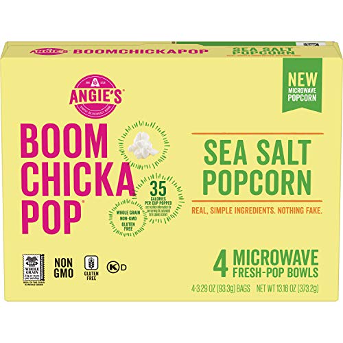 Angie's BOOMCHICKAPOP Sea Salt Microwave Popcorn Fresh-Pop Bowls, 13.16 Ounce, Pack of 6