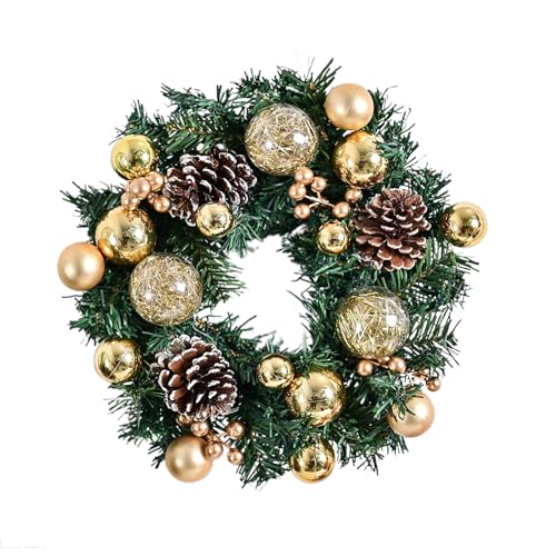 MINGZHE Corona Navideña para Puerta de Entrada Con Bolas, Decoraciones para Escaleras (B)