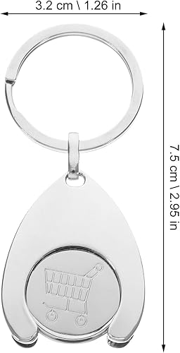 Miniatura 2 de Kisangel 2 piezas de carrito de compras, llavero de monedas de metal para carrito de compras, pequeño soporte para colgar adornos, carrito