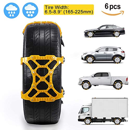 Car Snow Chains - Premium Quality Strong Durable All Season Anti-Skid Car, SUV, and Pick Up Patterned Tire Chains for Emergencies and Road Trip