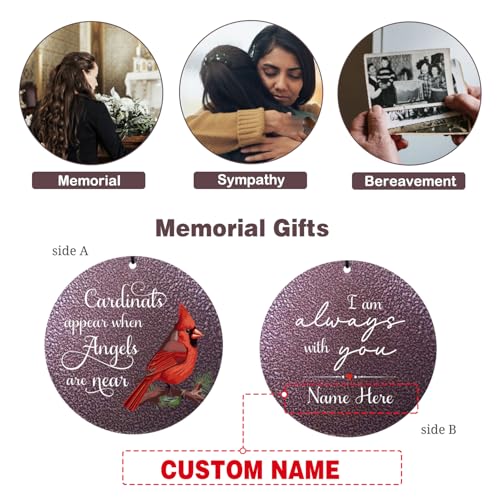 Image of ASTARIN 36 inch Large Deep Tone Personalized Name Sympathy Wind Chimes, Printing in Texas Cardinal Memorial Wind Chime for Loss of Mother Father Loved One, Bereavement Condolence Gifts Decor Outdoor