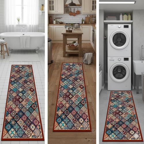 Image of proxin Kitchen Mat for Floor Anti Slip, 2 Pcs Non Slip Kitchen Mats for Floor, Washable Kitchen Floor Rugs with Rubber Backing, Comfortable Standing Mat for Kitchen, Sink, Balcony & Office