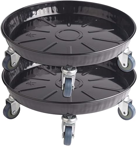 Soporte redondo de 10 pulgadas con ruedas bloqueables, 160 libras resistente para interiores y exteriores, maceta grande rodante con ruedas para