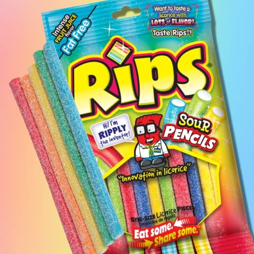 Rips Extreme Sour And Sweet Sugar Coated Gummy Candy Assortment, Fruit Flavored Stix And Pencils Chewy Rope Candies, Pack Of 3 #TOP1