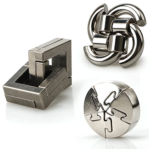 Mhy Brain Teasers Puzzles - 3Pcs Metal Cast Puzzle Game Toys - 3D Highly Difficult Adult Puzzles - Iq Educational Box For Teens #TOP3