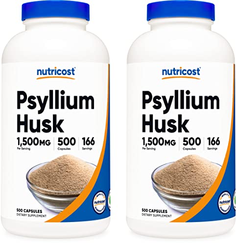 Image of Nutricost Psyllium Husk 1500mg; 500 Capsules (2 Bottles)