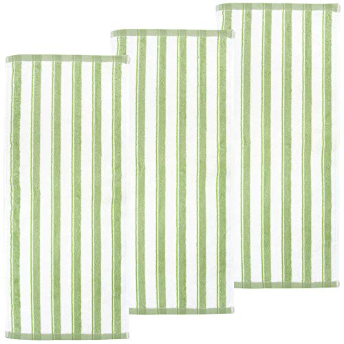 林(Hayashi) フェイスタオル 3枚セット 約34×80cm エーゲ海産コットン ベイストライプ グリーン FI7005-3P04