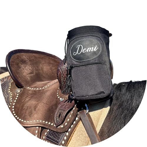 Personalized Horse Saddle Water Bottle Holder, Black, Multi Pocket Horse Saddle Drink Holder up to 40oz, Horse Gifts, Horse Stuff Horse Tack