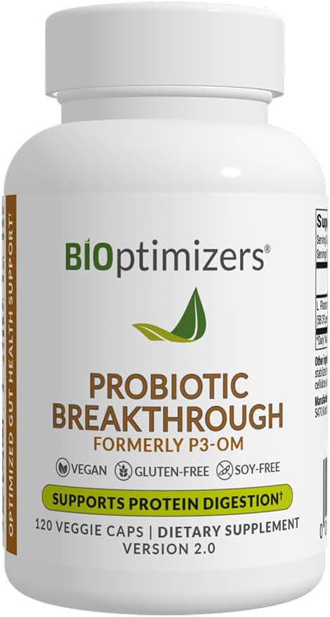 P3-OM - Probiotic and Prebiotic Supplement - Contains Lactobacillus Plantarum OM - Provides Immune Support - Helps with Bloating and Gas - Improves Gut Health - 120 Capsules