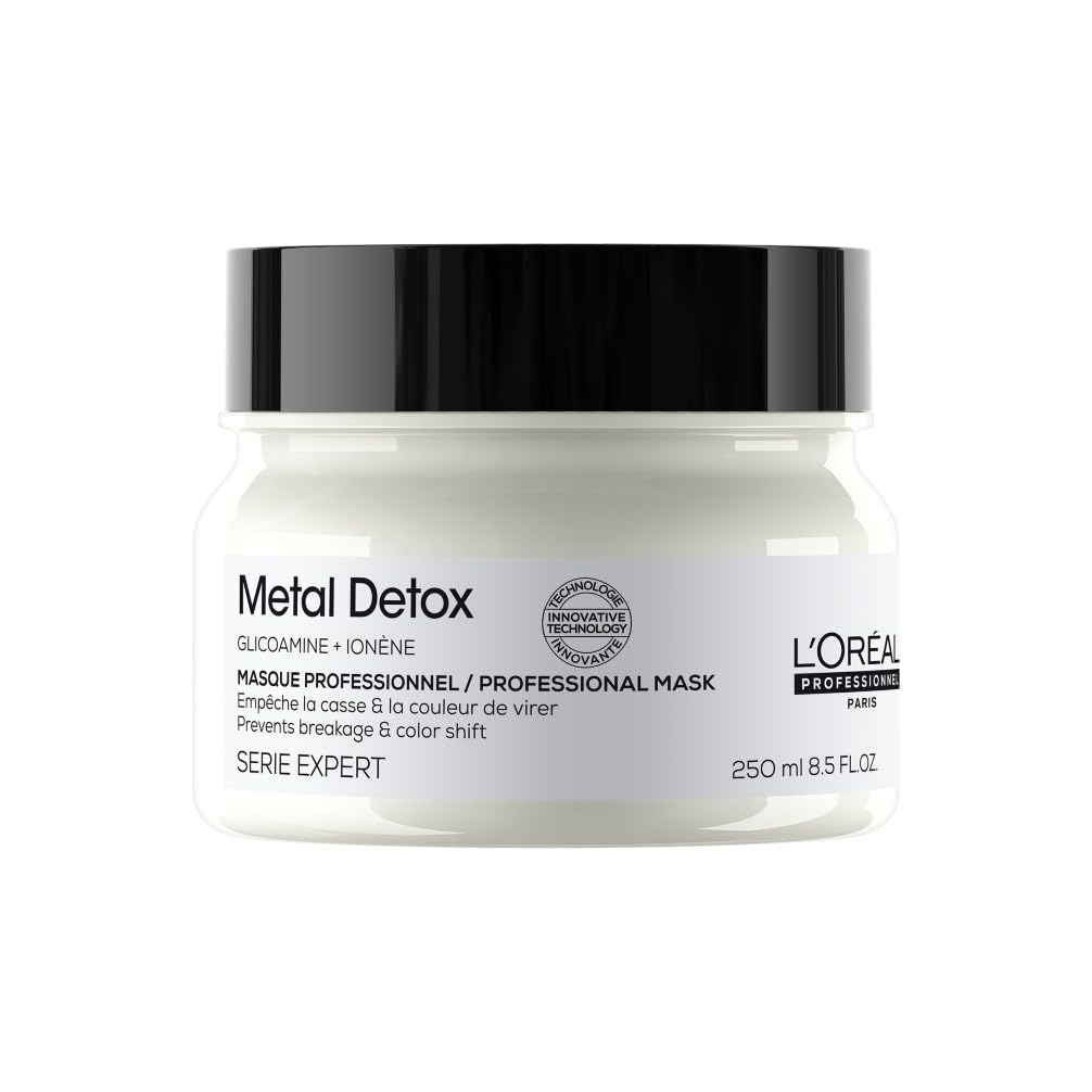 L’Oréal Professionnel Metal Detox Hair Mask 250ml, Prevent Breakage & Colour Fade from Hard Water, Moisturising Conditioner Treatment for Smooth, Shiny Hair, Prevent Damaged Hair