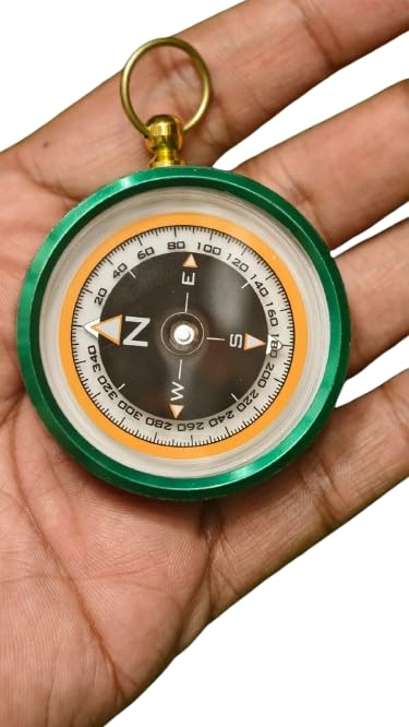 Outdoor Pocket Compass with Key Ring | Portable Navigation Compass for Camping, Hiking & Trekking | Lightweight Direction Finder for Travel & Survival Gear (Green)-picture-26